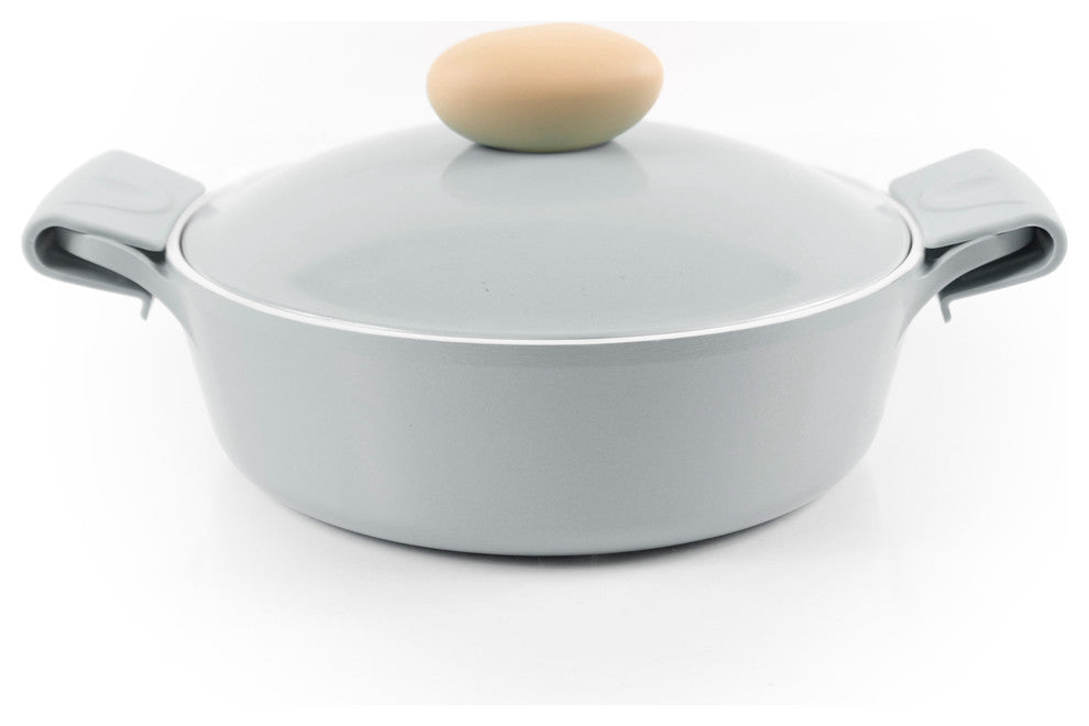 Neoflam Retro 2 qt. Covered Cast Aluminum Low Stockpot, Gray