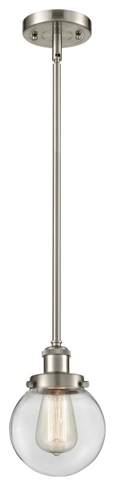 Beacon 1-Light Pendant, Brushed Satin Nickel, Clear