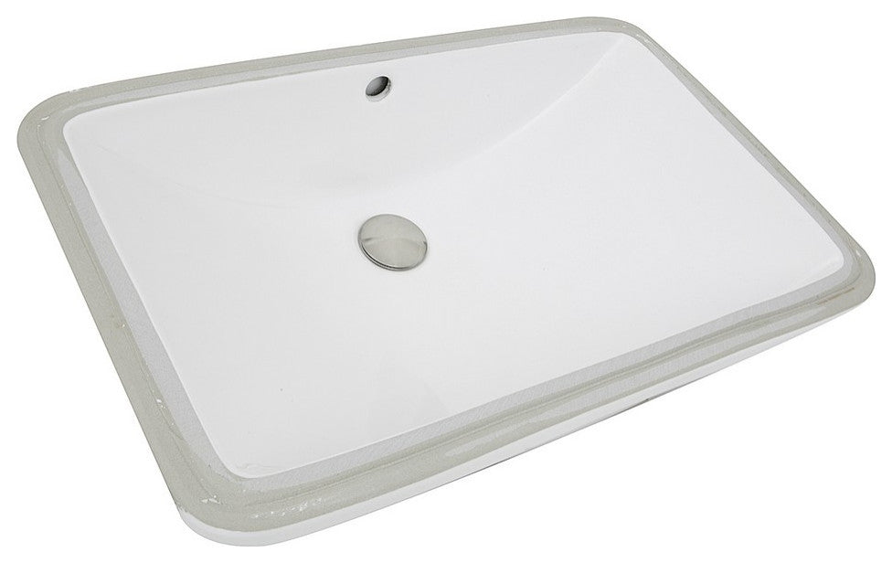 Nantucket Sinks UM-2112-W Rectangle Undermount Ceramic Vanity Sink In White