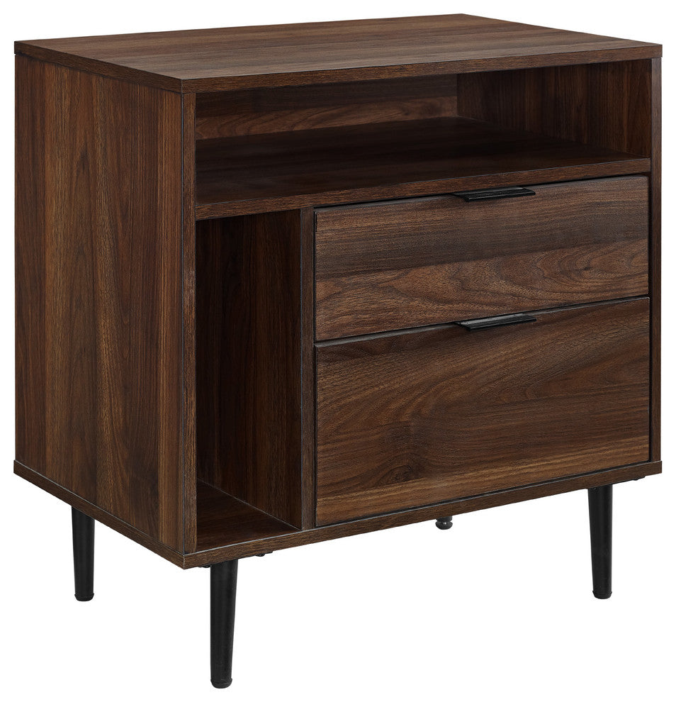 25" Modern Storage Side Table, Dark Walnut