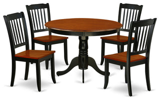 Hlda5-Bch-W 5Pc Round 42"Table And 4 Vertical Slatted Chairs