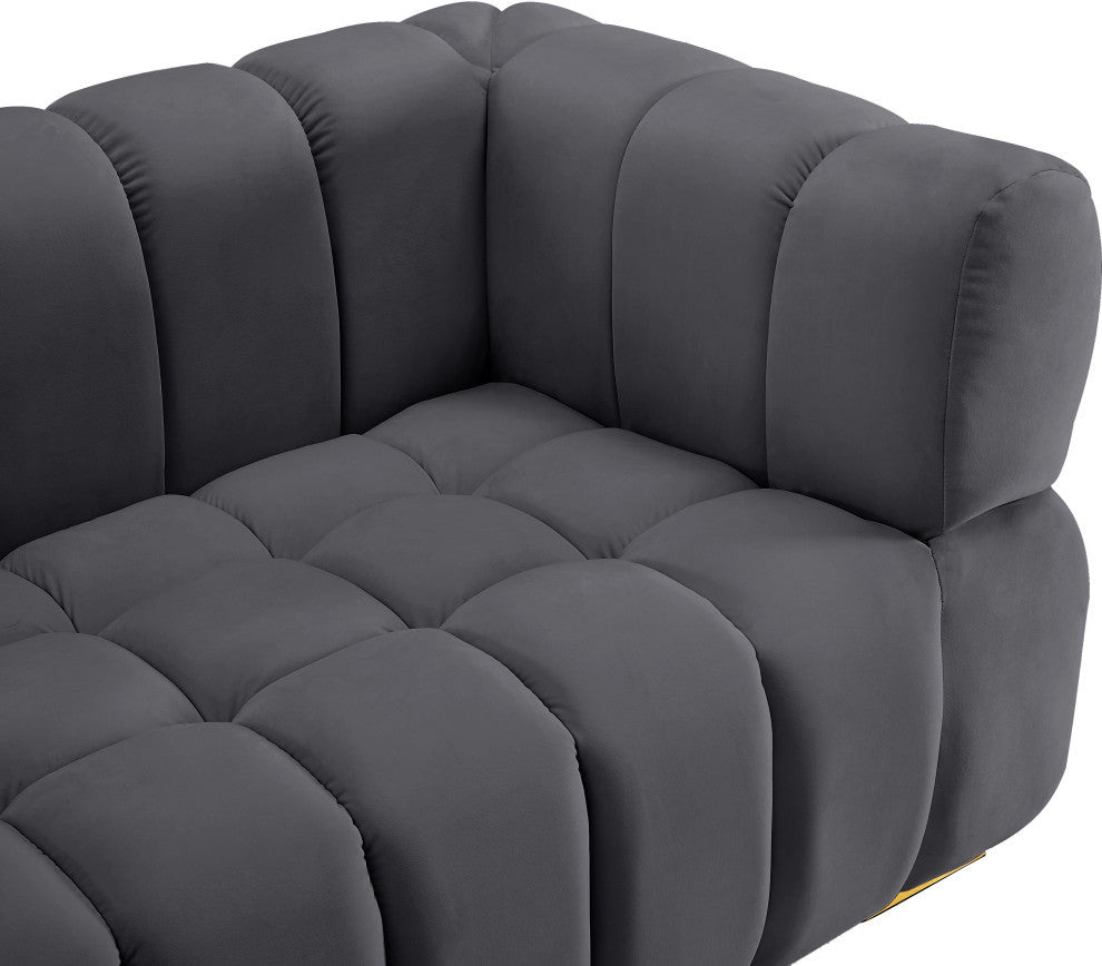 Gwen Velvet Upholstered Chair, Gray, Sofa