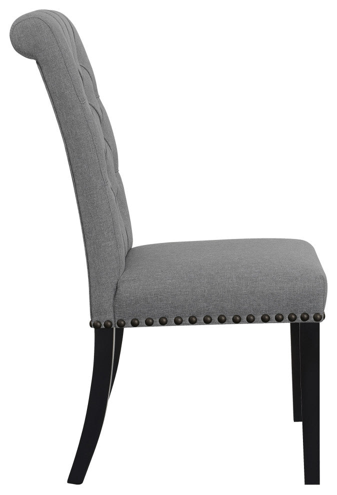 Alana Fabric Upholstered Dining Side Chair Grey, Set of 2