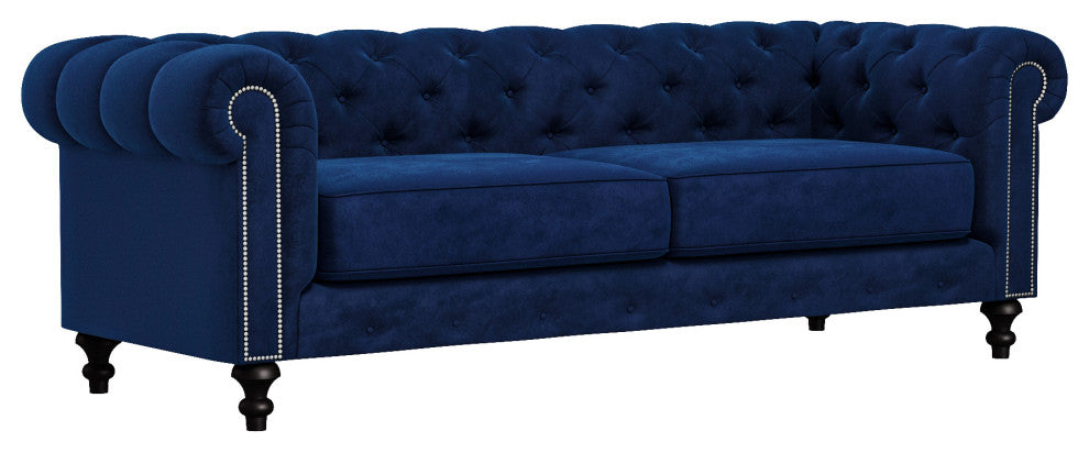 Nativa Interiors London 90" Sofa, Blue, Deep Plush Depth