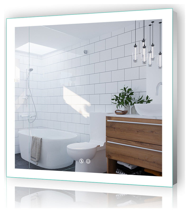 Vanity LED Lighted Backlit Wall Mounted Bathroom Mirror, 36x36", 2 Button