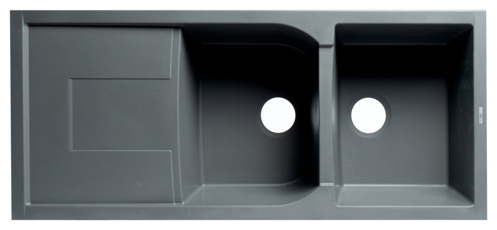 Titanium 46" Double Bowl Granite Composite Kitchen Sink with Drainboard