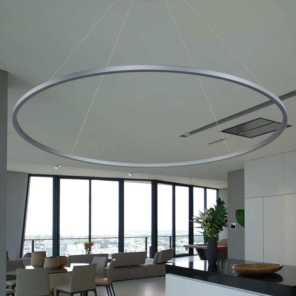 72" Tania ETL Certified Integrated LED Circular Adjustable Chandelier, Silver