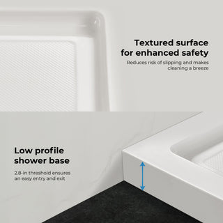 Ove Decors Erika Shower Base Rectangle, White, 38"x32", Center Drain