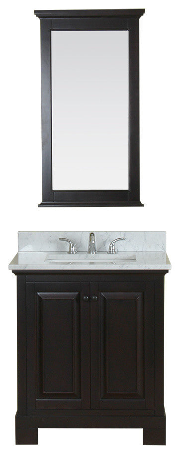 Richmond 30" Bathroom Vanity With Carrera Marble Top and Mirror