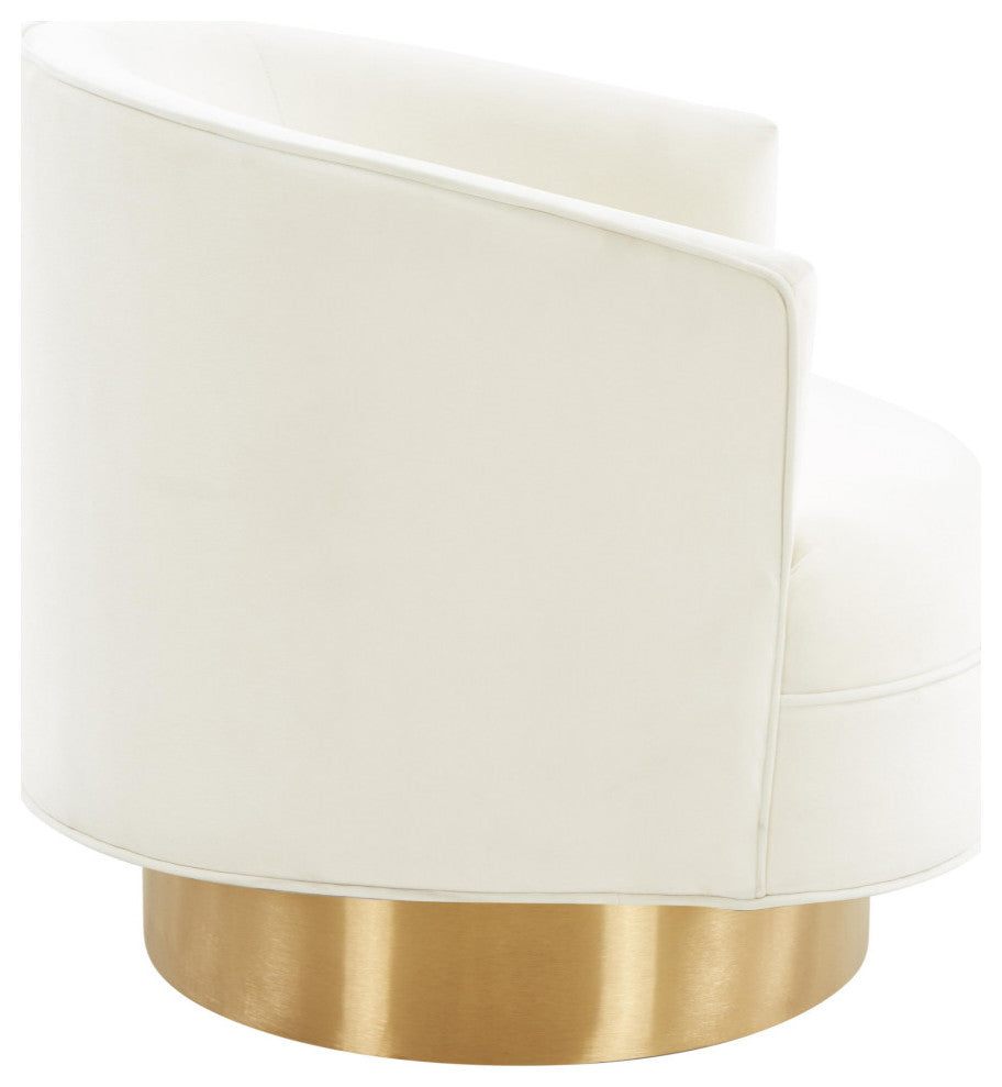 Stella Cream Velvet Swivel Chair - Cream