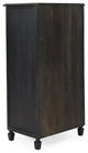 Pollards Rustic Acacia Wood and Cane 5 Drawer Dresser, Dark Gray