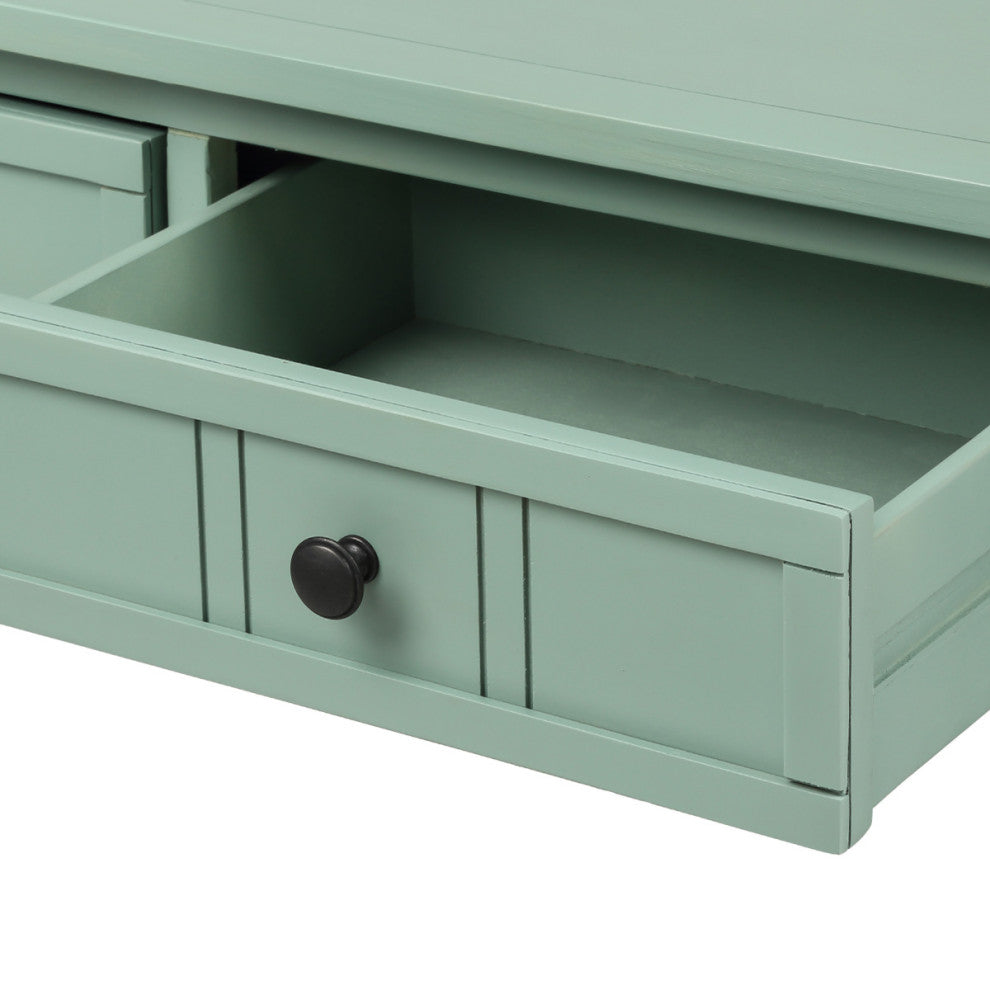Console Table with Two Drawers and Bottom Shelf, Antique Blue