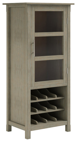 Avalon Solid Wood High Storage Wine Rack Cabinet, Distressed Gray