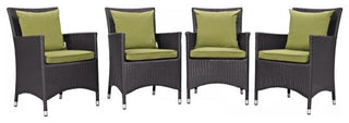 Modway Convene 4 Piece Outdoor Patio Dining Set, Espresso Peridot