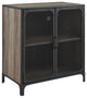 30" Industrial Mesh Metal Door Accent Cabinet - Grey Wash