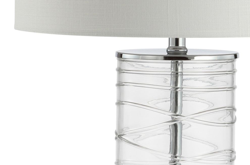 Cole 27.5" Fused Glass Cylinder LED Table Lamp, Set of 2, Clear