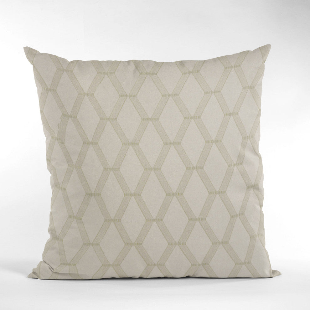 Wheat Diamond Shiny Fabric With Embroidery Luxury Throw Pillow, 12"x20"