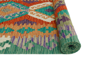 Flatweave Walton Red/Green Runner, 2'10x9'3