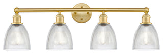 Castile 4-Light 33" Bath Vanity Light, Satin Gold Finish, Clear Shade