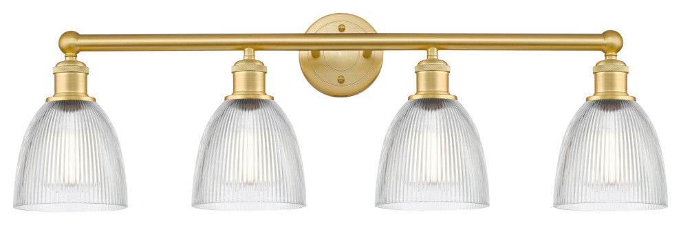 Castile 4-Light 33" Bath Vanity Light, Satin Gold Finish, Clear Shade
