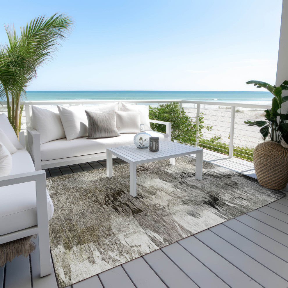 Machine Washable Indoor/Outdoor Chantille ACN597 Taupe 3' x 5' Rug