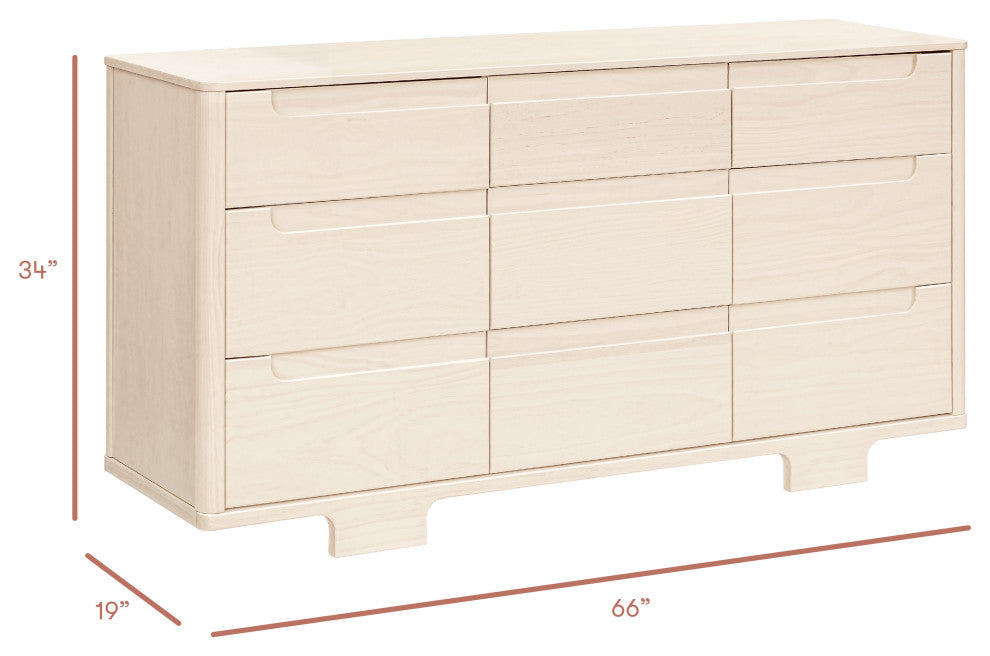 Yuzu 9-Drawer Assembled Dresser, Washed Natural