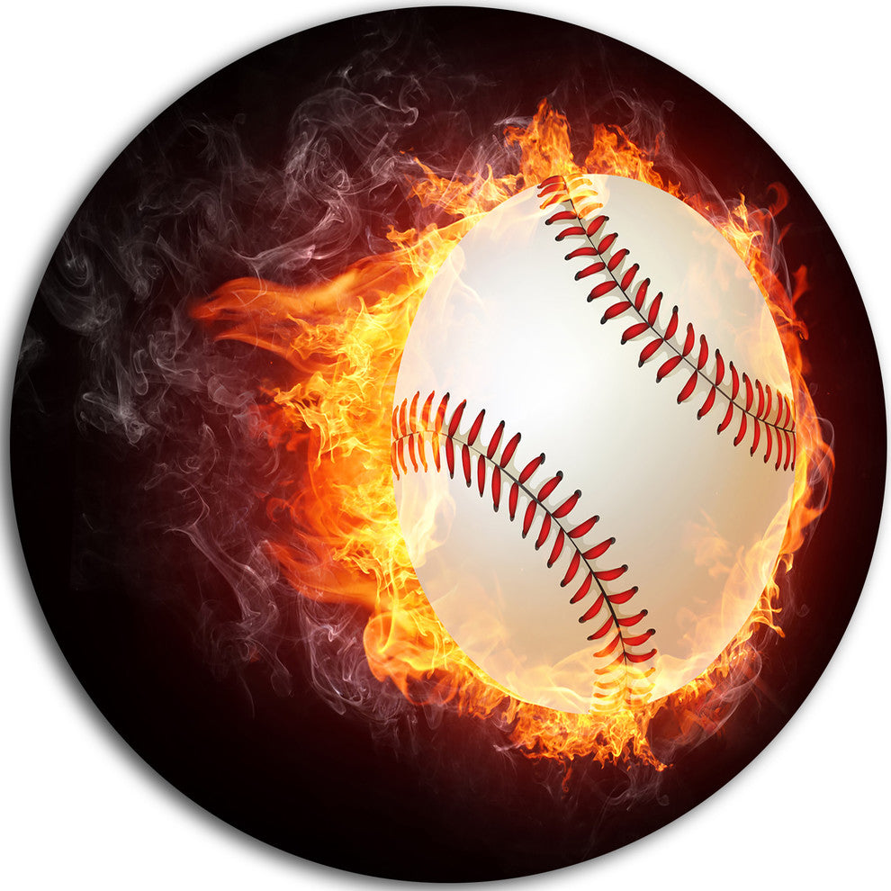 Baseball Ball, Sports Digital Art Disc Metal Artwork, 11"