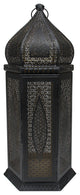 21.25" Black and Gold Middle Eastern Style Cut-Out Pillar Candle Lantern