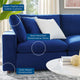 Commix Down Filled Overstuffed Performance Velvet 3-Seater Sofa Navy