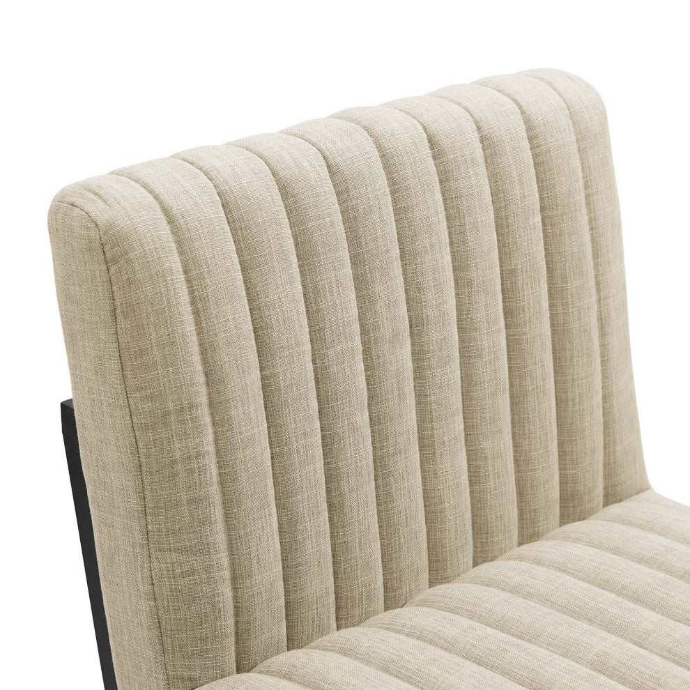 Tufted Counter Stool Chair, Fabric, Metal, Beige, Bar Pub Cafe Bistro Restaurant
