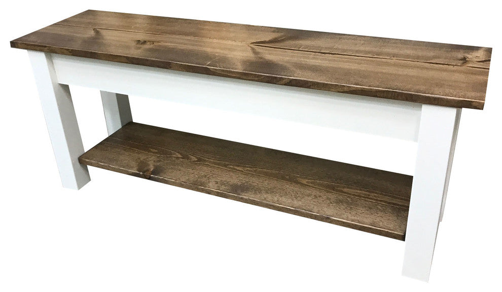 Olmsted Wood Bench With Shelf, 54"