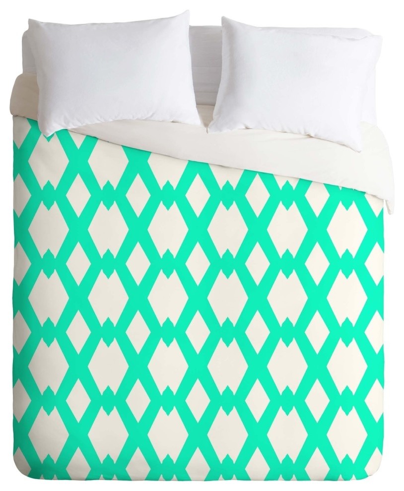 Deny Designs Lisa Argyropoulos Daffy Lattice Aqua Duvet Cover - Lightweight