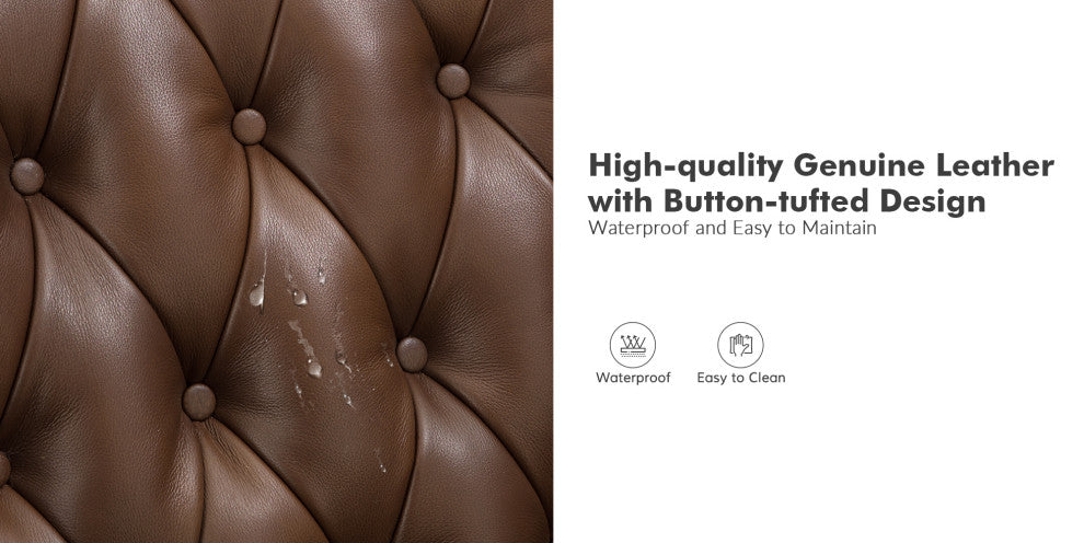 Genuine Leather Recliner, Set of 2, Burgundy