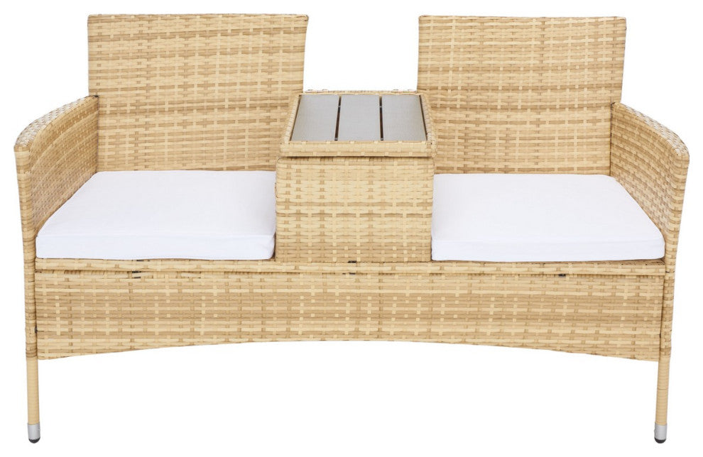 Safavieh Outdoor Viora Loveseat Natural/White Cushion