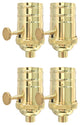 Royal Designs, Inc. On/Off Turn Knob Lamp Socket, Polished Brass, Set of 4