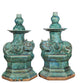 Speckled Green Lion Candle Holder Per Pair