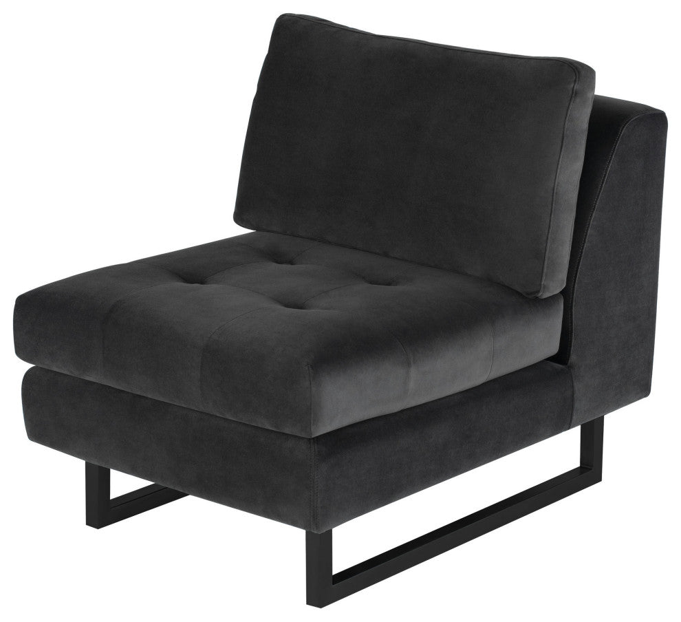 Janis Shadow Grey Fabric Armless Sofa Seat, HGSC551