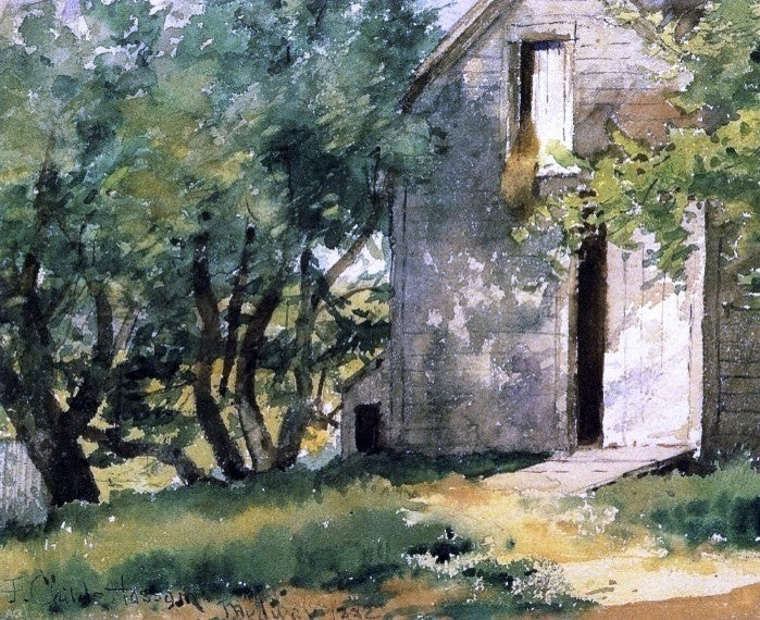 Frederick Childe Hassam A White Barn, 20"x25" Gallery Wrapped Canvas Print