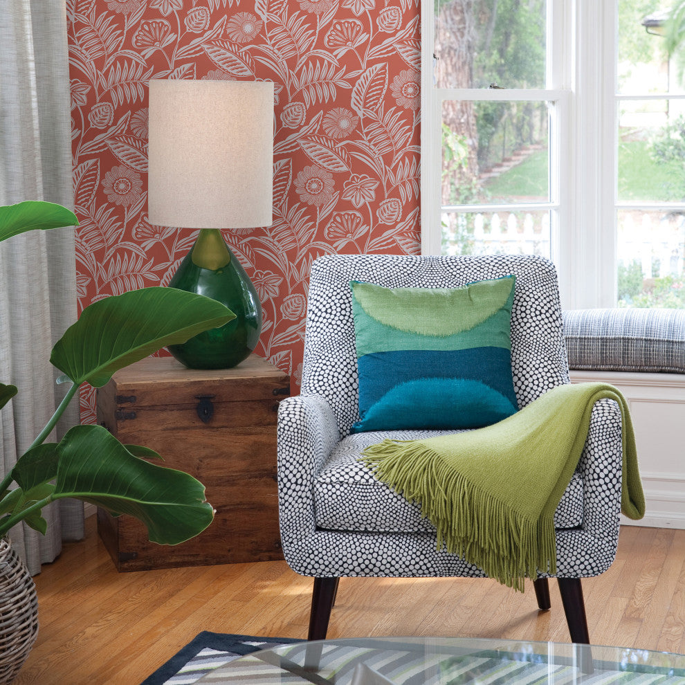 Alma Coral Tropical Floral Wallpaper Bolt