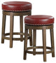 Lexicon Westby 24" Faux Leather Round Swivel Counter Stool in Red (Set of 2)