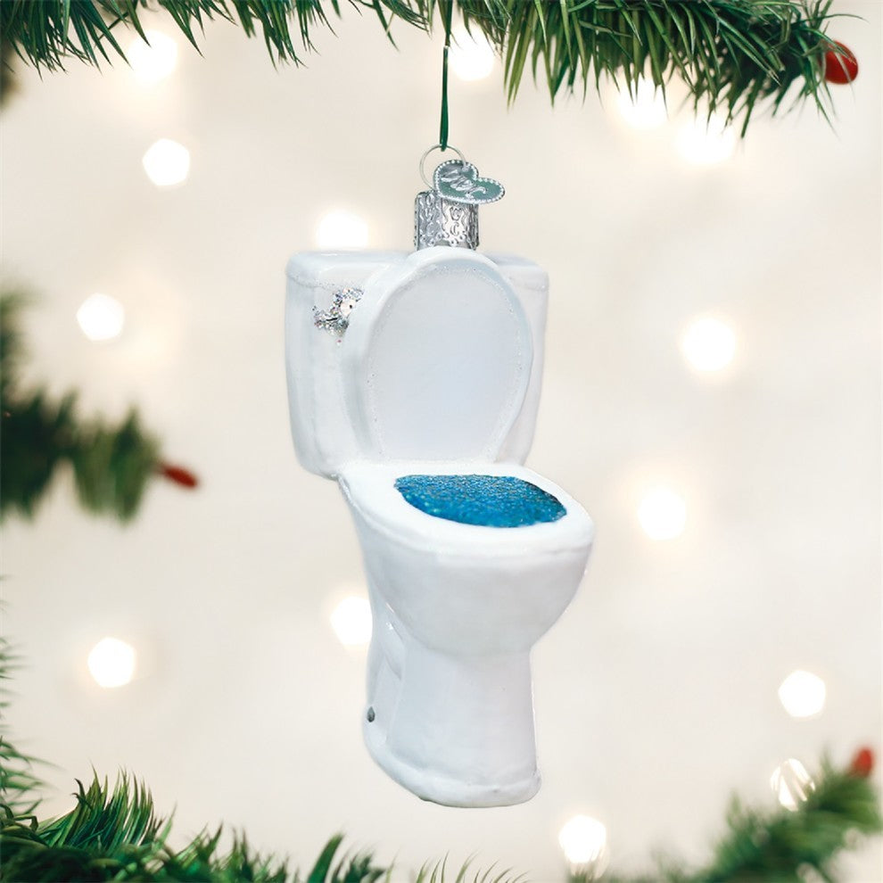Old World Christmas Bathroom Throne Funny Holiday Ornament Glass