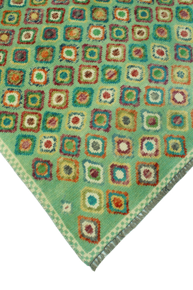 Balochi Areez Green/Ivory Rug, 3'4 x 4'9