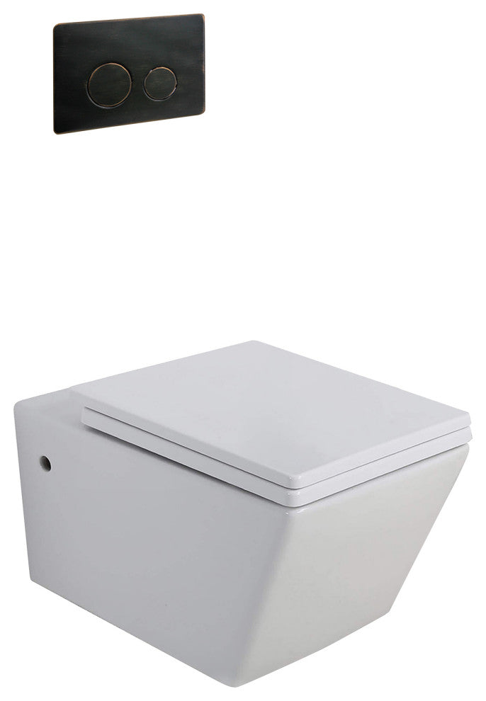 In-Wall Toilet Set, 2"x4" Carrier and Tank, Bronze Round Metal Actuators