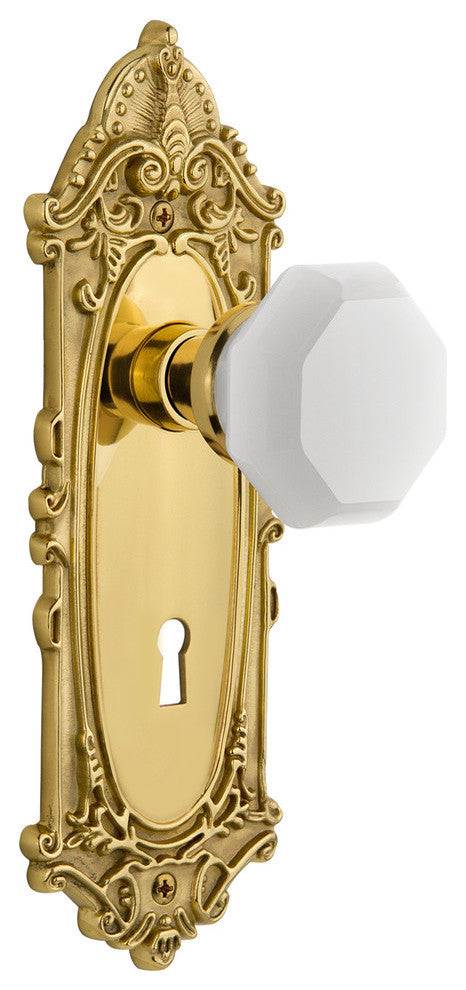 Victorian Plate with Keyhole Privacy Waldorf White Milk Glass Knob