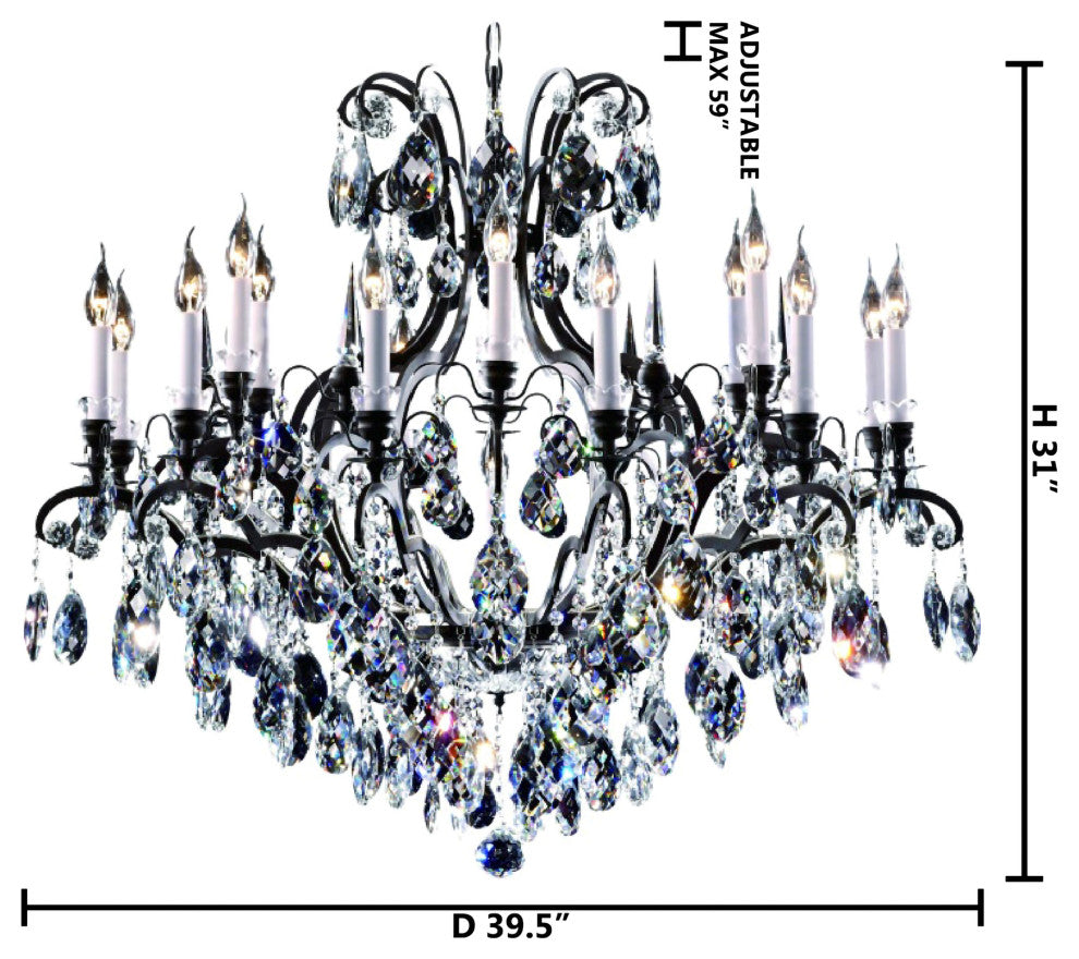 Clear Crystal Chandelier, Sandy Black