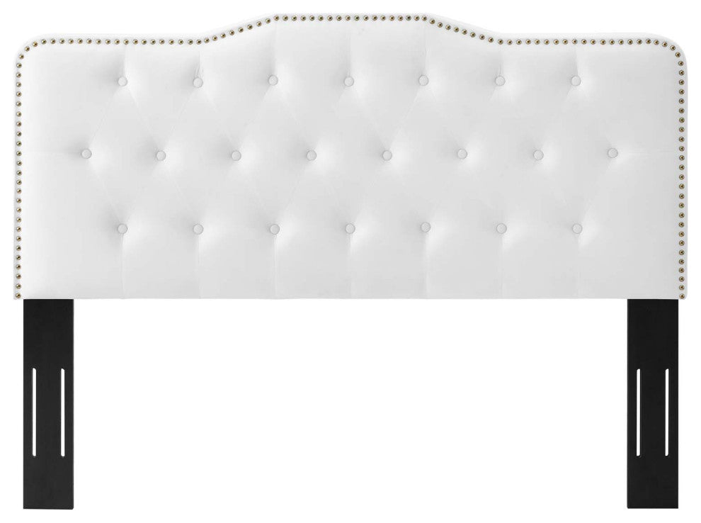 Tufted Headboard, King Size, Velvet, White, Modern Contemporary, Bedroom Master