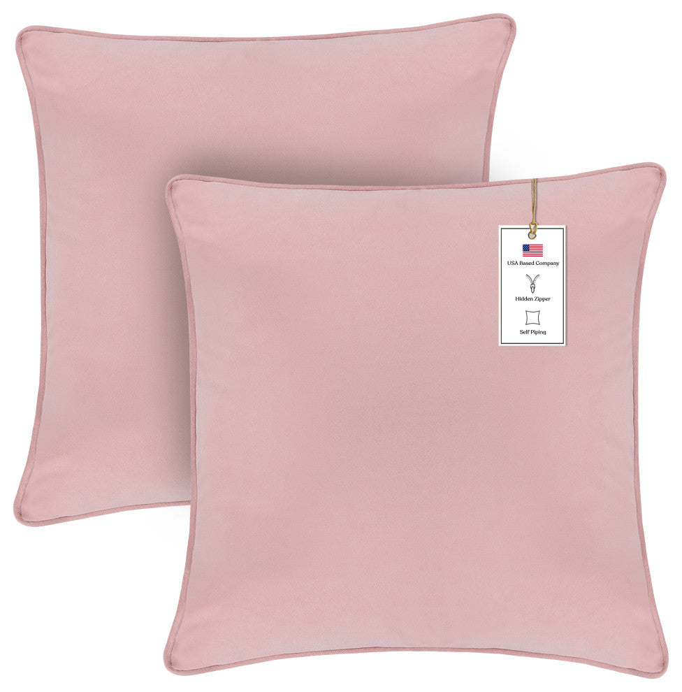 A1HC Soft Velvet Throw Pillow Covers Only, Set of 2, Pink, 20"x20"