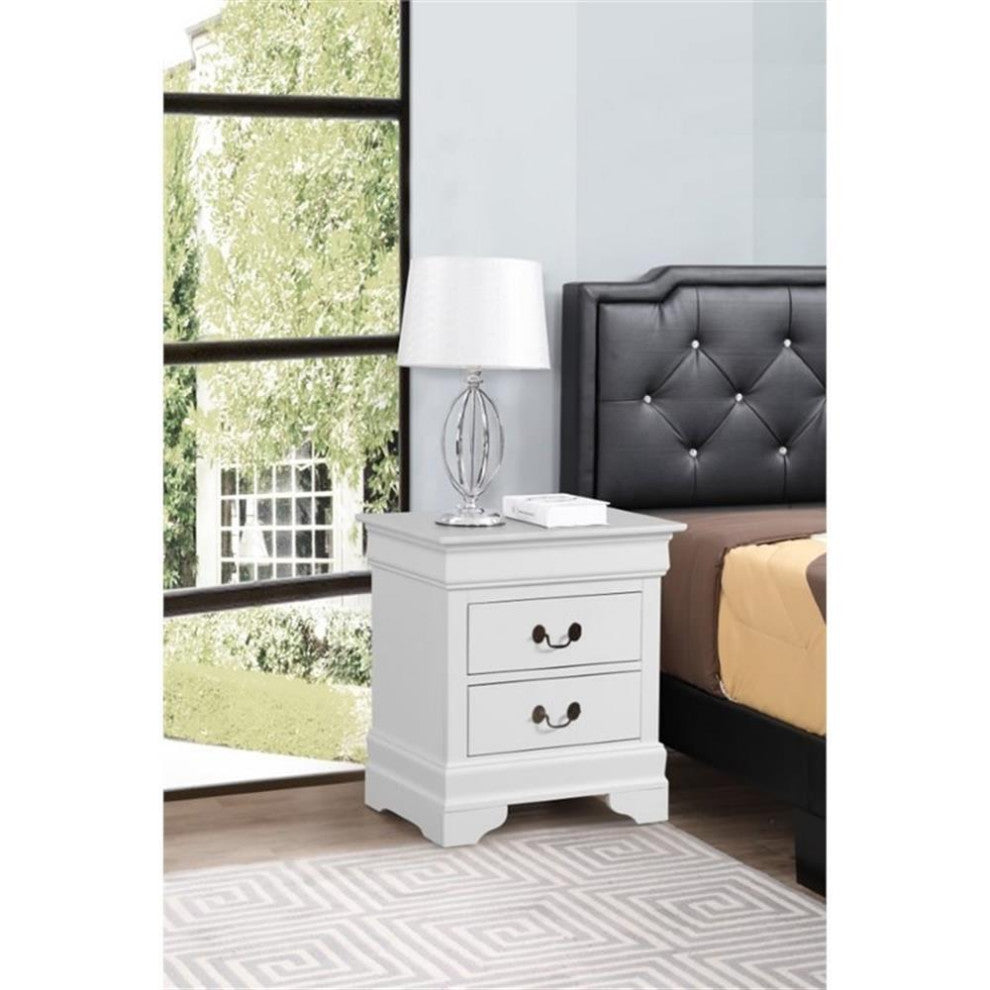 Glory Furniture Louis Phillipe 2 Drawer Nightstand in White