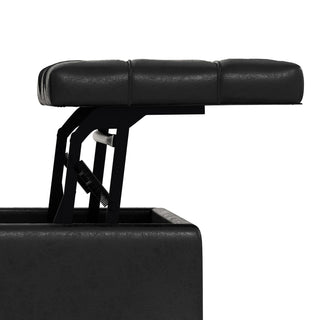 Harrison Small Square Coffee Table Storage Ottoman, Distressed Black