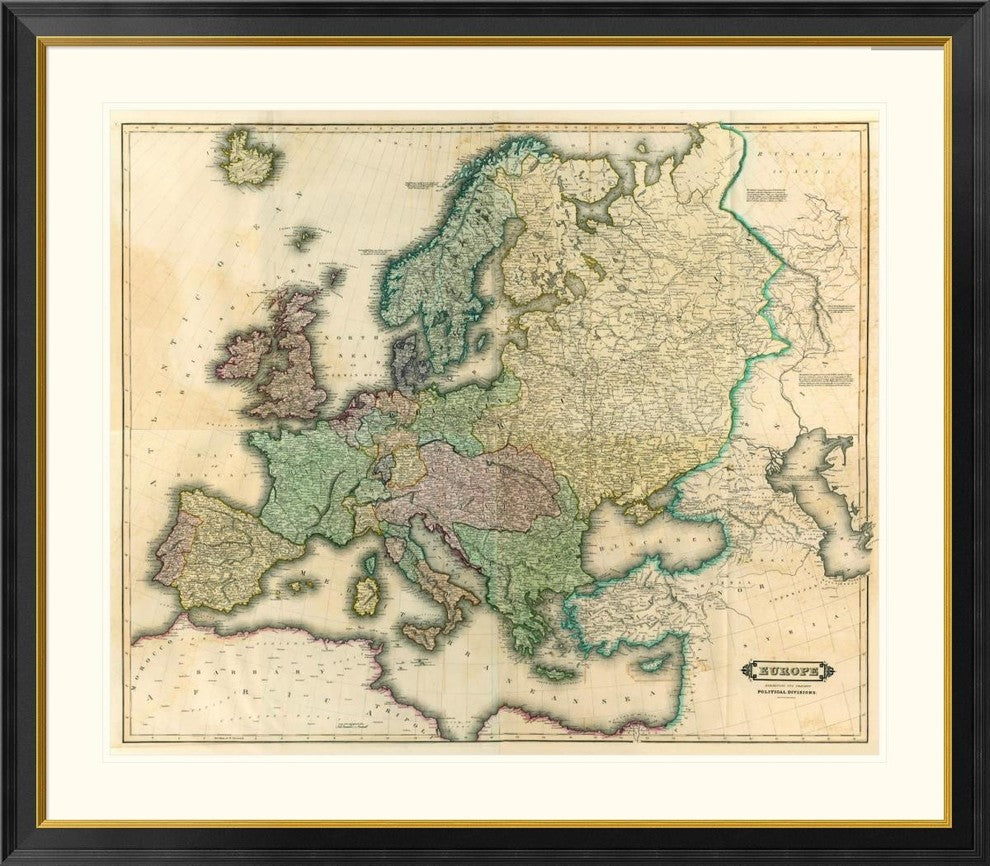 "Composite: Europe, 1831" Framed Digital Print by Daniel Lizars, 46x40"